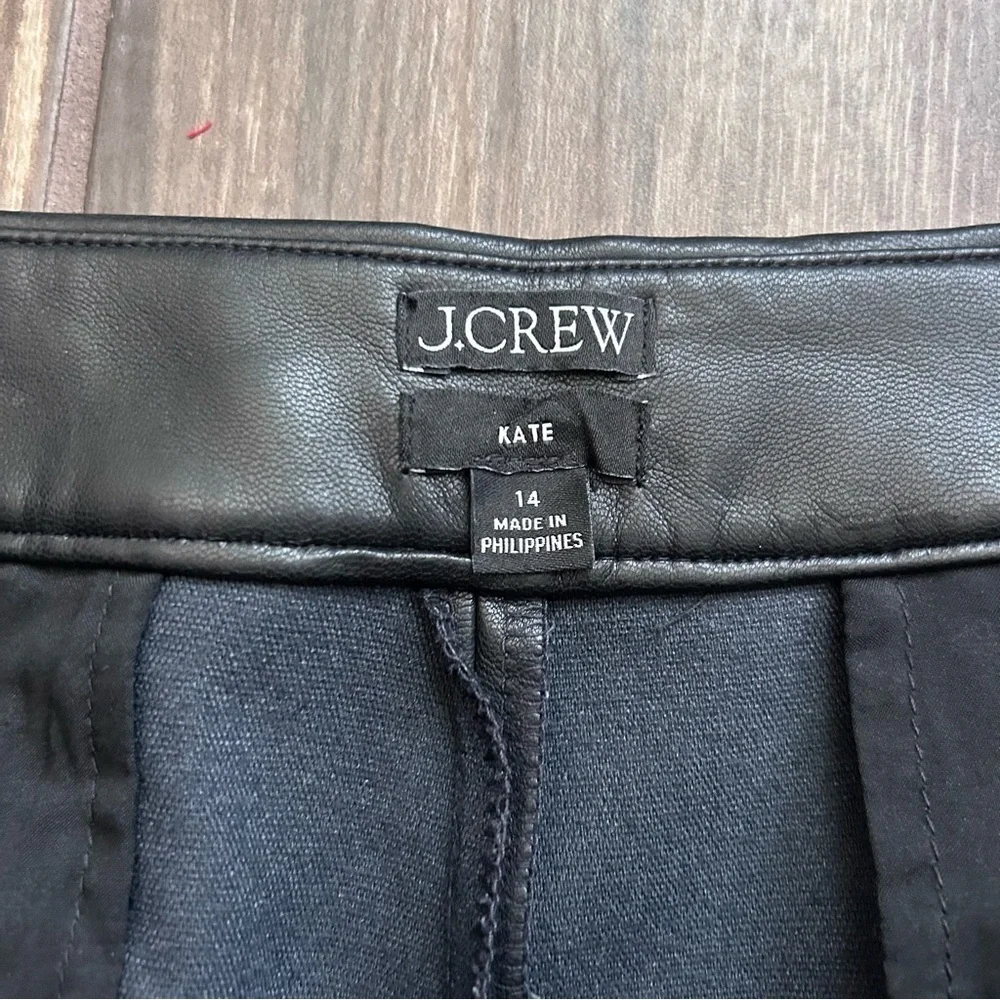 J. Crew Kate Straight Leg Pants in Faux Leather Black Sz 14